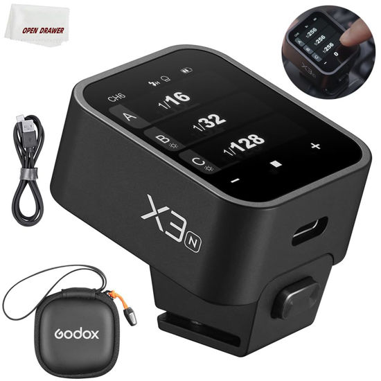 Picture of Godox X3N X3 N X3-N Trigger, Godox Flash Trigger, Touch Screen TTL Wireless Flash Trigger, with TCM Conversion, Built-in 3.7V 850mAh Li-Ion Battery, Approx 7 Days Standby for Nikon Cameras (X3-N)
