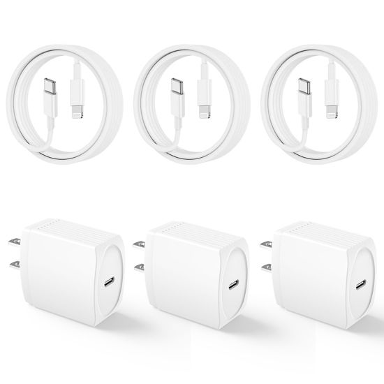 Picture of 20W USB C Fast Charger 10 FT [MFi Certified] Compatible with iPhone 14 13 12 11 XS XR X 8 iPad, 3 Pack PD Wall Charger Block with 10FT Long Type C Lightning Cable (White)