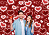Picture of LYCGS 7X5FT Red Heart Photo Backdrop 90s Backdrops for Photoshoot Valentine's Day Backdrop Women Men Happy Birthday Photography Background Banner Photo Booth Studio Props X-91