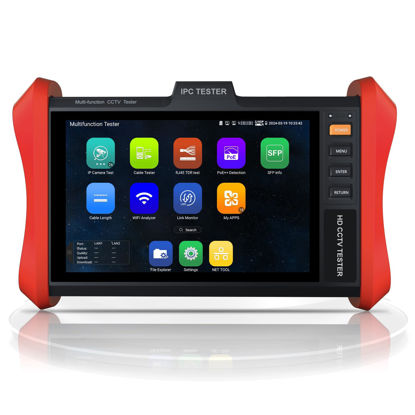 Picture of WANLUTECH 4K 12MP IP Camera Tester 90W PoE Power Output 8'' Touchscreen CCTV Tester SFP Optical Fiber Module Port RJ45 Cable TDR Test WiFi Network Tools (E88)