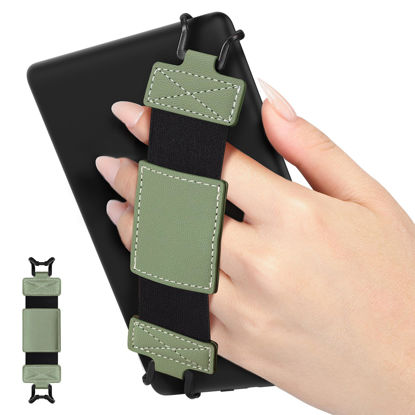 Picture of MoKo Soft Hand Strap for 6-8" eReaders Fire Tablet Kindle/Kobo/Voyaga/Lenovo/Sony Kindle E-Book Tablet, High-Elasticity Versatile Hand Strap Lightweight Finger Grip Holder, Celadon