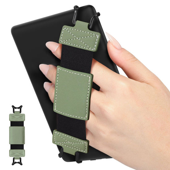 Picture of MoKo Soft Hand Strap for 6-8" eReaders Fire Tablet Kindle/Kobo/Voyaga/Lenovo/Sony Kindle E-Book Tablet, High-Elasticity Versatile Hand Strap Lightweight Finger Grip Holder, Celadon