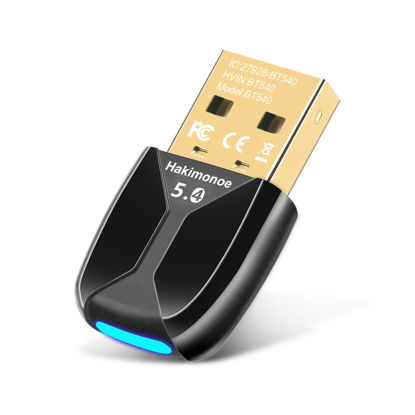 Picture of Hakimonoe Upgraded USB Bluetooth 5.4 Adapter for PC, Wireless USB Dongle for Laptop Desktop Windows 11 10 8.1 7, Plug n Play Bluetooth Headphones Headset Speaker Mouse Keyboard Printer Controller