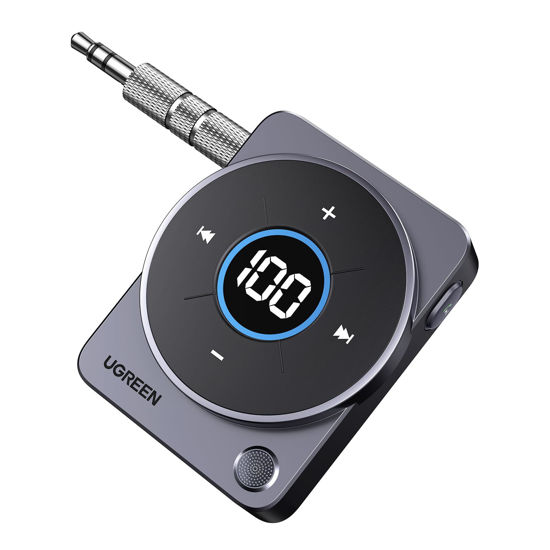 Picture of UGREEN 5.4 Bluetooth Car Adapter, [Noise Cancellation] Aux Bluetooth Receiver for Car, 3.5mm Wireless Audio Receiver for Music/Hands-Free Call/Home Stereo/Wired Speaker, 20H Battery Life