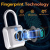 Picture of Pothunder Fingerprint Padlock, Smart Padlock, Locker Lock, Biometric Metal Keyless Fingerprint Lock, USB Rechargeable, for Gym Locker, Locker, Luggage, Backpack(Silver)