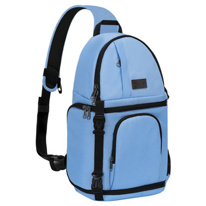 Picture of MOSISO Camera Sling Bag, DSLR/SLR/Mirrorless Camera Backpack Case Shockproof Photography Backpack with Tripod Holder & Removable Modular Inserts Compatible with Canon/Nikon/Sony/Fuji, Cerulean Blue