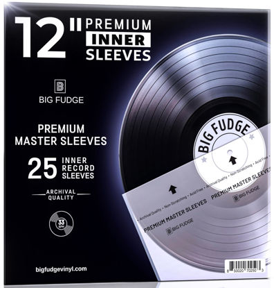 Picture of Big Fudge 25x Premium Vinyl Record Inner Sleeves - Clear 3-Ply Album Covers with Anti-Static Rice Paper - Master Vinyl Record Sleeves - Acid Free Protective Cover for 12" Records