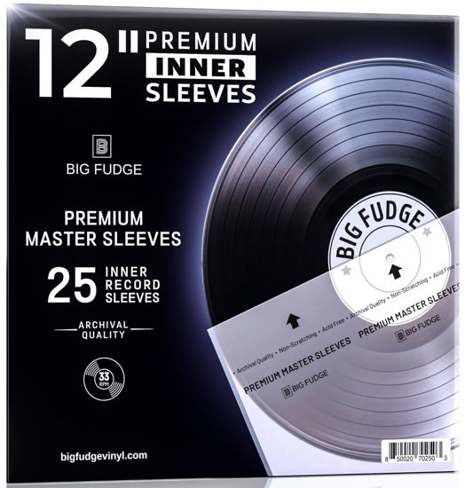 Picture of Big Fudge 25x Premium Vinyl Record Inner Sleeves - Clear 3-Ply Album Covers with Anti-Static Rice Paper - Master Vinyl Record Sleeves - Acid Free Protective Cover for 12" Records