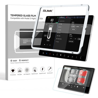 Picture of SUMK Tempered Glass Screen Protector for Tesla Model 3 Highland Accessories 2024 2025 [HD & 9H Anti-scratch] 15.4 inch Front & Rear Touchscreen Protector for Tesla Model 3 Highland - 2pcs
