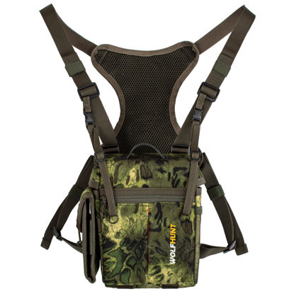 Picture of WOLFHUNT Binocular Harness Chest Pack Magnetic Closure, Bino Case with Detachable Rangefinder Pouch, Camouflage Bino Bag (Camo Woodlands, Medium)
