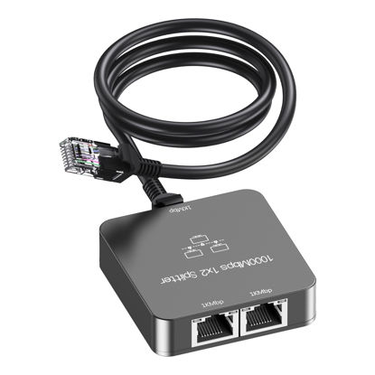 Picture of Uzifhdhi Ethernet Splitter 1 to 2 with Ethernet Cable, Gigabit RJ45 Internet Splitter Adapter 1000Mbps High Speed for Cat 5/5e/6/7/8 Cable