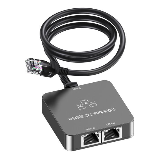 Picture of Uzifhdhi Ethernet Splitter 1 to 2 with Ethernet Cable, Gigabit RJ45 Internet Splitter Adapter 1000Mbps High Speed for Cat 5/5e/6/7/8 Cable