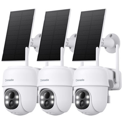Picture of Cinnado 2K Cameras for Home Security-2.4G WiFi Outdoor Camera Wireless Solar/Battery Powered, 360° Viewing, Human Detection, Color Night Vision, Cloud/SD Storage B6 (B6-White-3pack-2.4G)