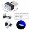 Picture of Febrytold 4Pcs Blue USB Car Interior Atmosphere Lamps, Universal Mini Led USB Lights for Car Decoration, Lighting