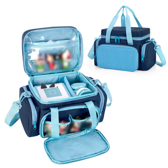 Picture of LoDrid Carrying Case Compatible with Tonie, Storage Bag Organizer for Audio Player Set and Accessories with Handle and Shoulder Strap, Blue, Bag Only (Patent Design)