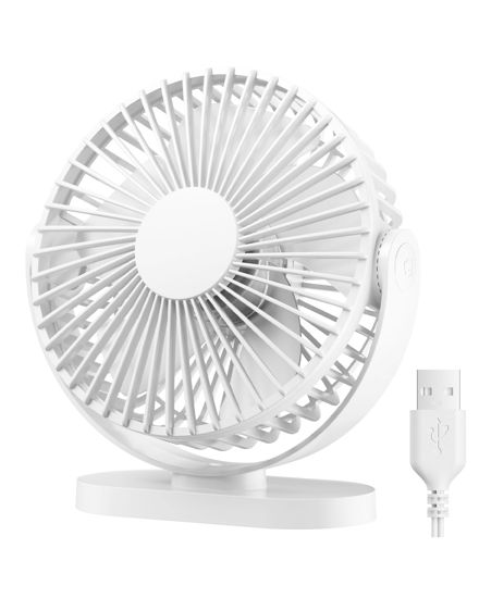 Picture of Gaiatop USB Desk Fan, 5.5 Inch Small Quiet Powerful 3 Speeds 90° Rotate, Personal Mini Portable Desktop Table Fans, Cooling for Home Office Car Travel Indoor Outdoor White