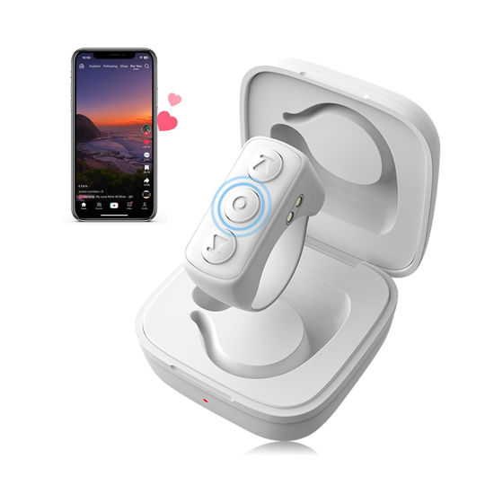 Picture of Remote Scrolling Ring for TikTok, Page Turner Clicker for Kindle App, Bluetooth Scroller Ring for TIK Tok, Wireless Camera Video Recording Remote for iPhone iPad Android Tablets -White