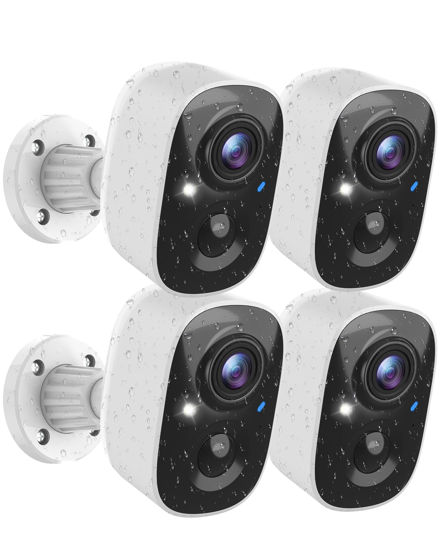 Picture of MaxiViz Security Cameras Wireless Outdoor (4 Pack), Battery Powered Cameras for Home Security with AI Motion Detection, 2K Color Night Vision, 2-Way Talk, IP66 Weatherproof, SD/Cloud Storage