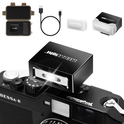 Picture of MEDALight Upgrade Aluminum F1 Mini Camera Flash with Diffuser for Ricoh GR3/GR3X/Fuji/Sony/Nikon/Canon/Olympus/Digital Film Cameras,Portable hot Shoe Speedlite for DSLR Camera(Black).