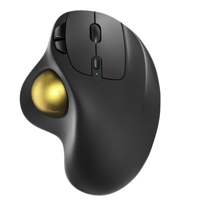 Picture of Nulea M501 Wireless Trackball Mouse, Rechargeable Ergonomic, Easy Thumb Control, Precise & Smooth Tracking, 3 Device Connection (Bluetooth or USB Receiver), Compatible for PC, Laptop, Mac, Windows.