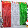 Picture of LOLStar 3 Pack Christmas Foil Fringe Curtains Christmas Party Decoration 3.3X6.6 ft Each Red Silver Green Tinsel Fringe Party Photo Backdrop Streamer for Christmas,New Year, Christmas Sweater Party