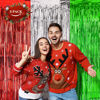 Picture of LOLStar 3 Pack Christmas Foil Fringe Curtains Christmas Party Decoration 3.3X6.6 ft Each Red Silver Green Tinsel Fringe Party Photo Backdrop Streamer for Christmas,New Year, Christmas Sweater Party
