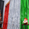 Picture of LOLStar 3 Pack Christmas Foil Fringe Curtains Christmas Party Decoration 3.3X6.6 ft Each Red Silver Green Tinsel Fringe Party Photo Backdrop Streamer for Christmas,New Year, Christmas Sweater Party