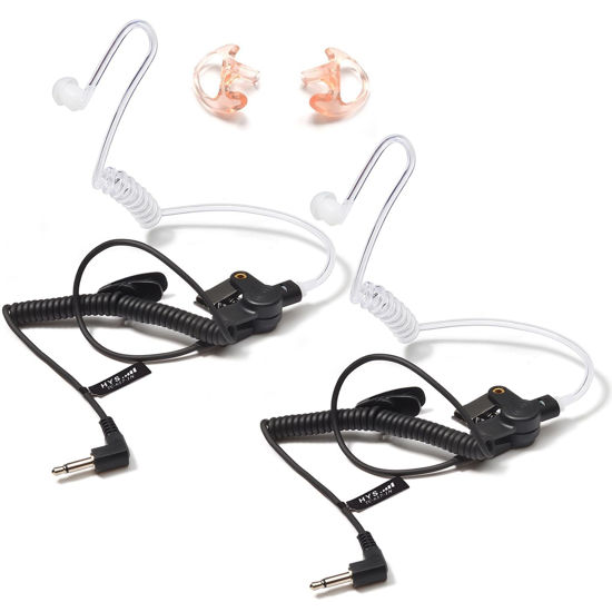 Picture of HYS 3.5mm Police Listen Only Acoustic Tube Earpiece with One Pair Medium Earmolds for Speaker Mics