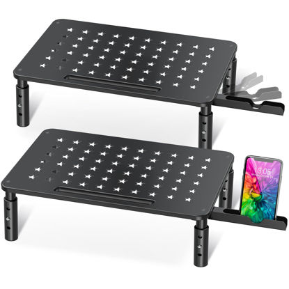 Picture of Zimilar 2 Pack Monitor Stand , 3 Height Adjustable Stand with Unique Star Mesh for Computer, Laptop, Printer, Notebook, iMac, Premium Metal Monitor Risers for 2 Monitors