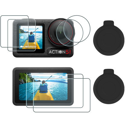 Picture of AMAZEAR Lens Screen Protector for DJI Osmo Action 5 Pro Accessories (2Sets-8Pack), Action5 Pro Tempered Glass Screen Protector with Silicone Lens Cap, 9H, HD, Scratch Resistant, Bubble-Free