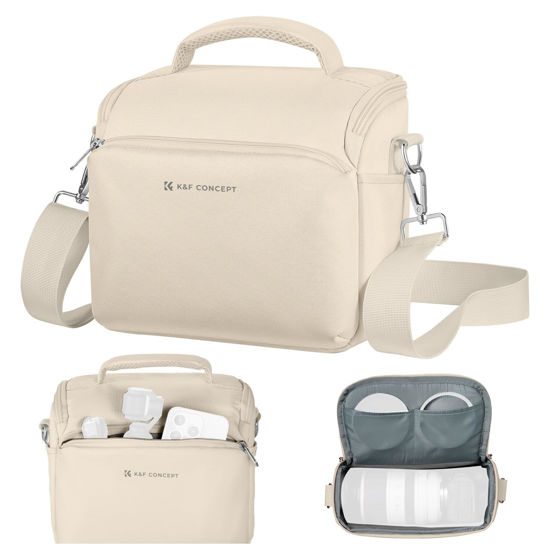 Picture of K&F Concept Camera Sling Bag Small Crossbody Camera Case DSLR/SLR/Cute Compact Shoulder Photography Bags for Photographers-Beige