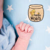Picture of Baby Bear Month Milestone Circles, Wooden Honey Pot Shaped, for Baby Photo Shoots with 'Hello, World' Name Signs - 7 Double-Sided Signs for Documenting Growth