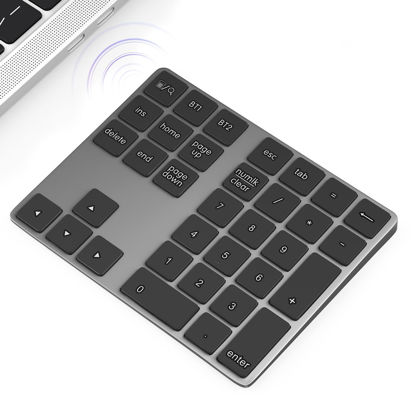 Picture of Foloda Bluetooth Number Pad: Wireless BT Numeric Keypad, Multi-Devices Rechargeable USB C Numpad, 34 Keys Financial Accounting Extensions Data Entry Keyboard for Laptop, PC, iMac, MacBook, Notebook