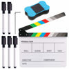 Picture of Glarks 8Pcs 10x12inch Colorful Acrylic Film Directors Clapboard Set, Plastic Film Clapboard Cut Action Scene Clapper Board with 5 Marker Pens, Hex Wrench and Blackboard Eraser