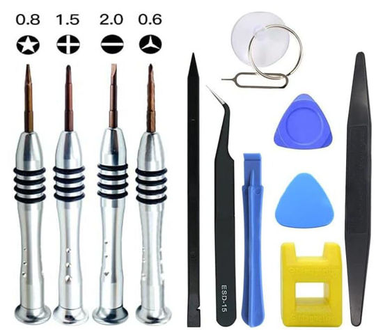 Picture of Screwdriver Repair Set Tool Cleaning Kit for Apple iPhone 5 6 6S 7 8 X XS XR SE 11 12 13 14 15 Plus Pro Max mini ipod,ipad,Mobile cell phones,Switch,watch,Glasses,Camera,Tablet,etc
