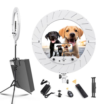 Picture of JJ JIANJIN Ring Light Kit:18"/45cm Outer 55W6700k Dimmable LED Light, Tripod Stand, Remote Controller,Box for Camera,Smartphone,YouTube,TikTok,Self-Portrait Shooting,CRI95,White