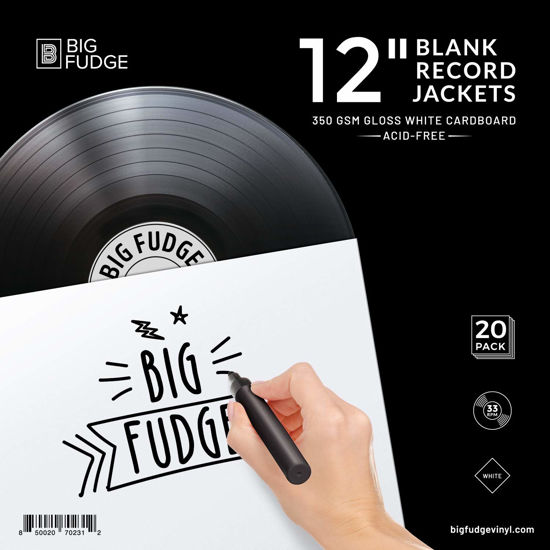 Picture of Big Fudge Pro Blank Album Jackets - 12 Inch x White - 20 Vinyl Record Covers (350gsm) - Album Cover for Records with Inner Sleeves and Outer Sleeves
