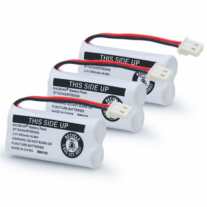 Picture of BAOBIAN BT162342/BT262342 Cordless Phone Batteries BT183342/BT283342 BT166342/BT266342 CS6114 CS6419 CS6719 EL52300 CL80111 2.4V 600mah Ni-Mh (3 Pack)
