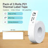 Picture of NELKO Genuine P21 Label Maker Tape, Adapted Label Print Paper, 14x40mm (0.55"x1.57"), Standard Laminated Office Labeling Tape Replacement, Multipurpose of P21, 180 Tapes/Roll, 3-Roll, White