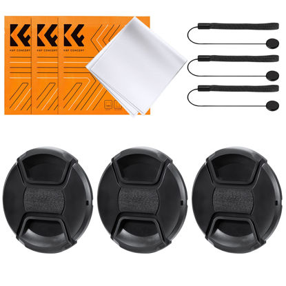 Picture of K&F Concept 37mm 9-in-1 Center Pinch Lens Cap + Anti-Loss Keeper Leash + Microfiber Cleaning Cloth Kit Compatible with Nikon, Canon, Sony, Fujifilm Camera Lenses