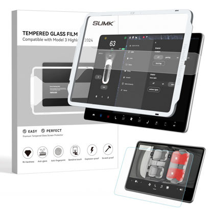 Picture of SUMK Tempered Glass Screen Protector for Tesla Model 3 Highland Accessories 2024 2025 [Anti-glare & Anti-fingerprint] 15.4 inch Front & Rear Touchscreen Protector for Tesla Model 3 Highland - 2pcs