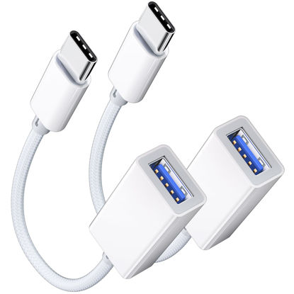 Picture of USB C to USB 3.0 Adapter [2 Pack], USB C Male to USB Female OTG Cable Thunderbolt3 to USB Adapter Compatible with MacBook Pro/Air, iPhone 16 Pro Max/16 Plus/16/15, Galaxy S24/S23/S22/S21