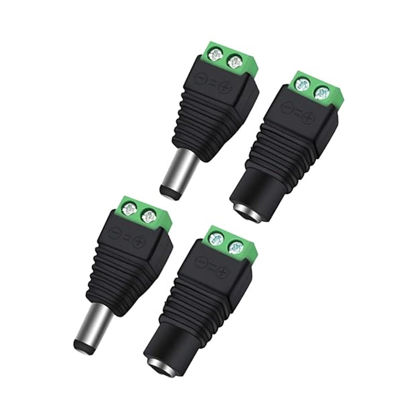 Picture of 2 Male + 2 Female 12 V 2.1x5.5mm DC Power Jack Plug Adapter Barrel Connector for CCTV Security Camera LED Strip