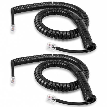 Picture of EZYUMM 2 Pack Phone Cord for Landline, 12Ft Uncoiled Telephone Cord, Telephone Cords for Landline Phones, Handset Cord Universally Compatible, Black
