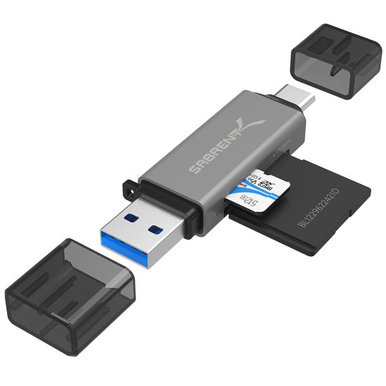 Picture of SABRENT USB 3.0 and USB Type-C OTG Card Reader Supports SD, SDHC, SDXC, MMC/MicroSD, T-Flash (CR-BCA2)