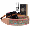 Picture of Padwa Lifestyle Camera Strap - 2" Full Grain Leather Ends Camera Straps for Photographers, Vintage Embroidered Cotton Weave Soft Suede Fabric Padded Strap Quick Release fits All Cameras