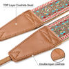 Picture of Padwa Lifestyle Camera Strap - 2" Full Grain Leather Ends Camera Straps for Photographers, Vintage Embroidered Cotton Weave Soft Suede Fabric Padded Strap Quick Release fits All Cameras