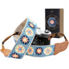Picture of Padwa Lifestyle Hollow Crochet Pink Daisy Camera Strap - Double Layer Cowhide Ends,2" Cotton Vintage Camera Straps, Adjustable Neck & Shoulder Strap for All DSLR Cameras,Great Gift for Photographers
