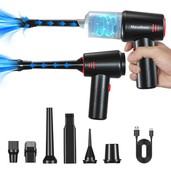 Picture of Meudeen Compressed Air Dusters - Keyboard Cleaner - 3 in 1 - Multi-Use for Cleaning Computer - PC - 5 Nozzles + 2 Brushes