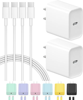Picture of iPhone 16 15 Charger Fast Charging USB C Charger Block 2-Pack Type C Charger iPhone 16 Charger 6FT Cord for iPhone 16/16 Plus/16 Pro/16 Pro Max/iPhone 15/iPhone 15 Pro/iPhone 15 Pro Max,Samsung